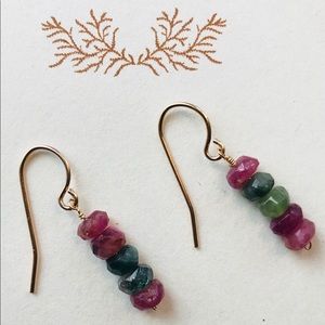 Handmade Tourmaline Gemstone Gold Earrings